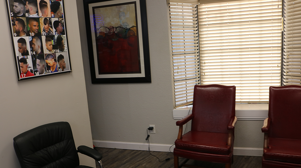 Waiting area for clients at Bladez Barber and Braiding